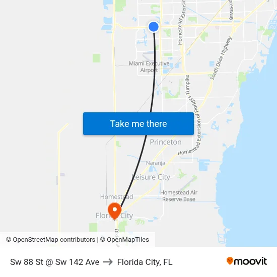 Sw 88 St @ Sw 142 Ave to Florida City, FL map