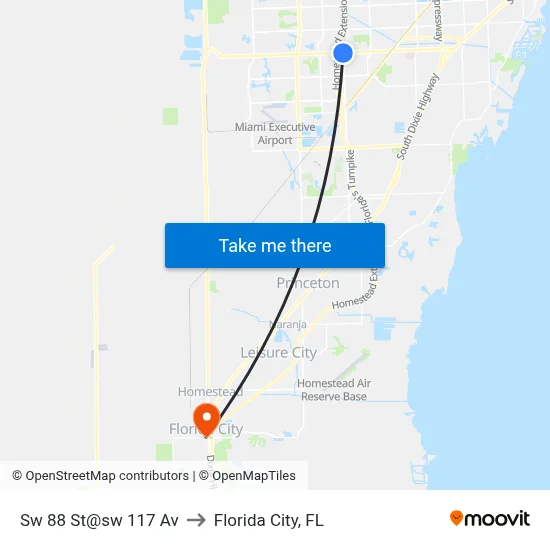 Sw 88 St@sw 117 Av to Florida City, FL map