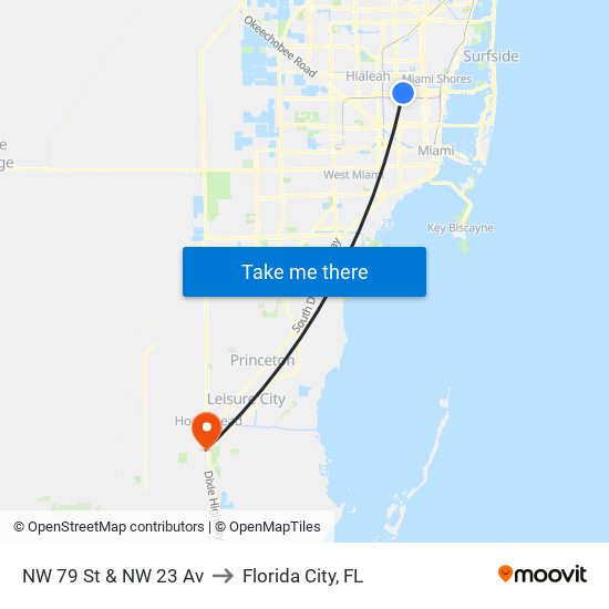 NW 79 St & NW 23 Av to Florida City, FL map