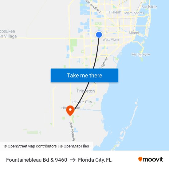 Fountainebleau Bd & 9460 to Florida City, FL map