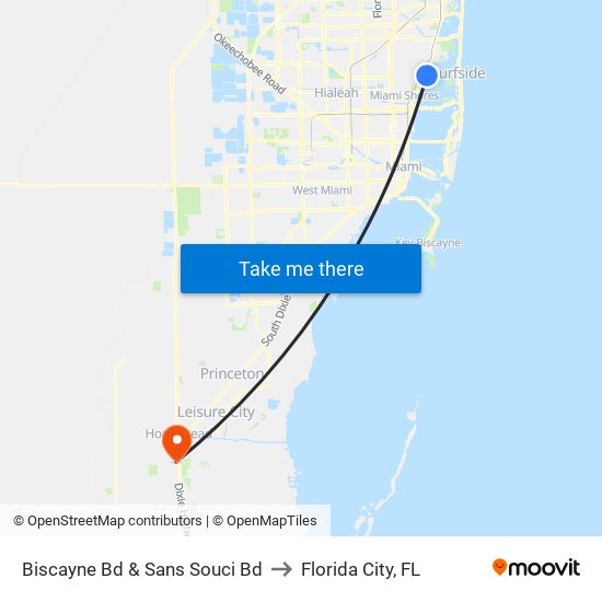 Biscayne Bd & Sans Souci Bd to Florida City, FL map