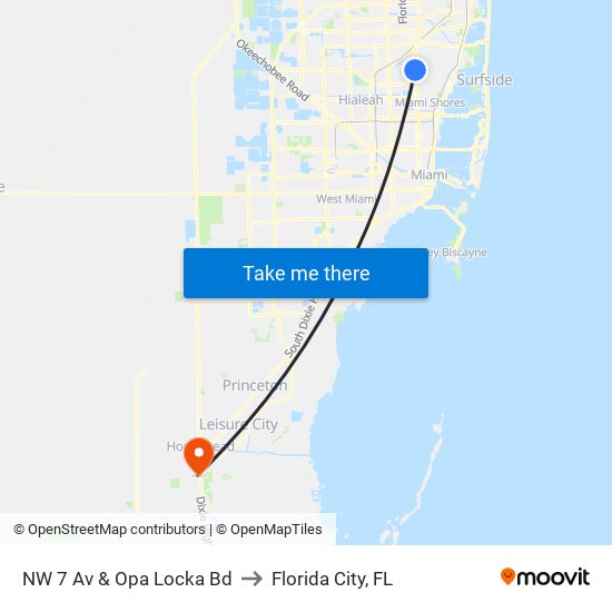 NW 7 Av & Opa Locka Bd to Florida City, FL map