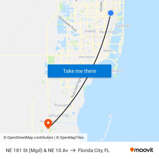 NE 181 St (Mgd) & NE 10 Av to Florida City, FL map