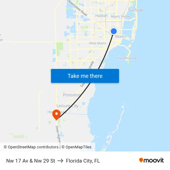 Nw 17 Av & Nw 29 St to Florida City, FL map