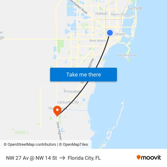 NW 27 Av @ NW 14 St to Florida City, FL map