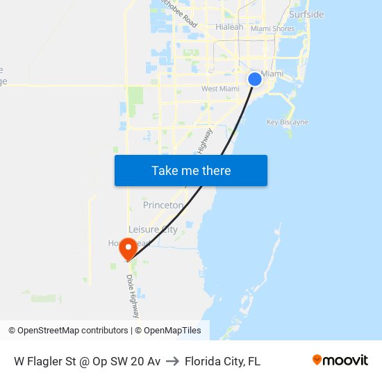 W Flagler St @ Op SW 20 Av to Florida City, FL map