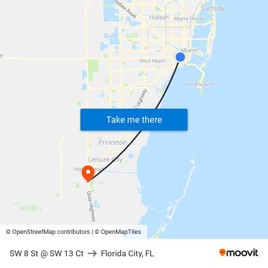 SW 8 St @ SW 13 Ct to Florida City, FL map