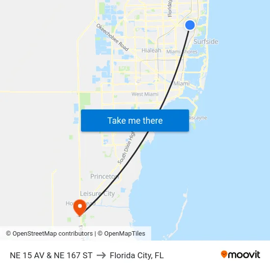 Ne 15 Av & Ne 167 St to Florida City, FL map