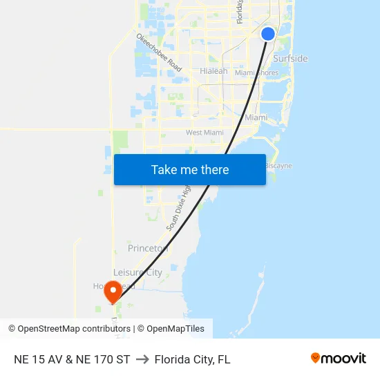 Ne 15 Av & Ne 170 St to Florida City, FL map
