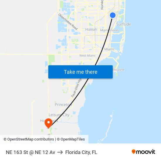 NE 163 St @ NE 12 Av to Florida City, FL map