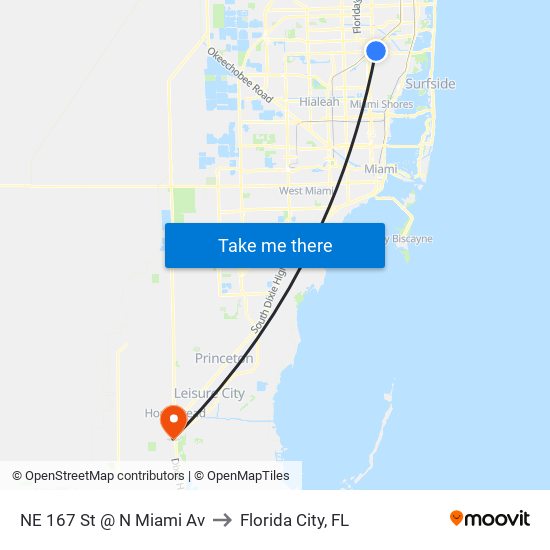 NE 167 St @ N Miami Av to Florida City, FL map