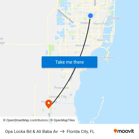 Opa Locka Bd & Ali Baba Av to Florida City, FL map