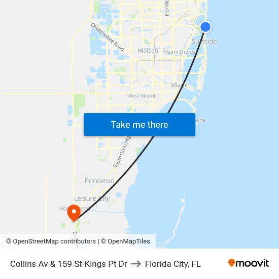 Collins Av & 159 St-Kings Pt Dr to Florida City, FL map
