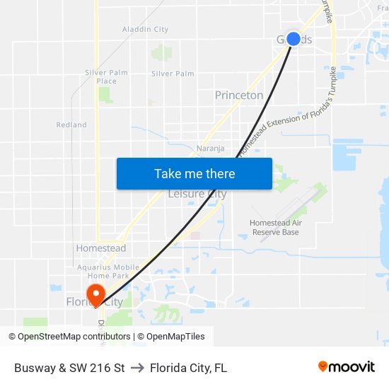 Busway & SW 216 St to Florida City, FL map