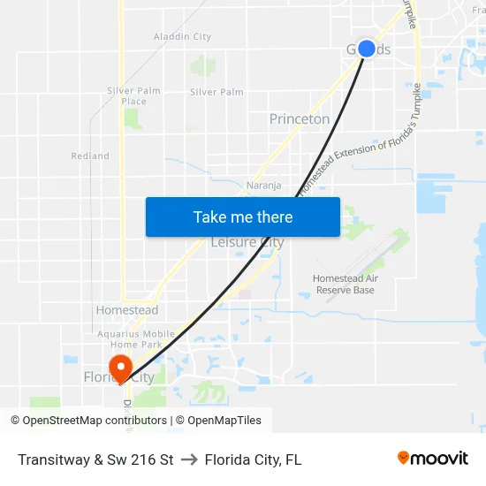Transitway & Sw 216 St to Florida City, FL map