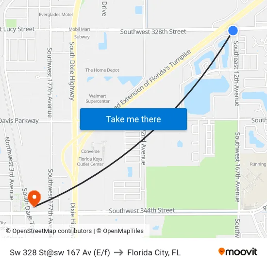 Sw 328 St@sw 167 Av (E/f) to Florida City, FL map