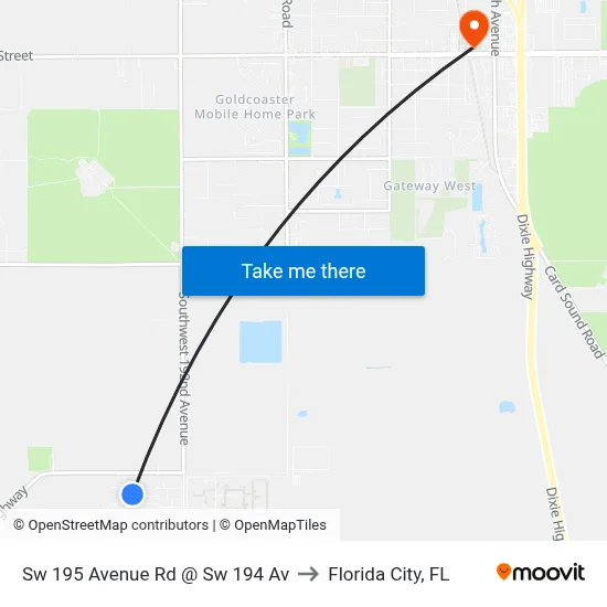 Sw 195 Avenue Rd @ Sw 194 Av to Florida City, FL map
