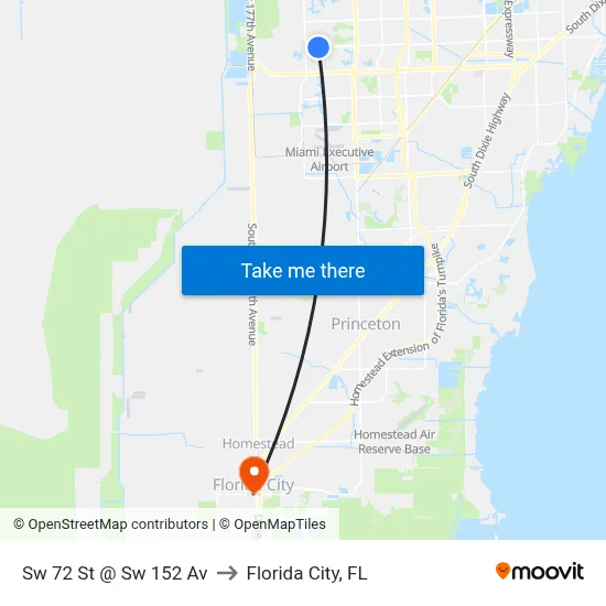 Sw 72 St @ Sw 152 Av to Florida City, FL map