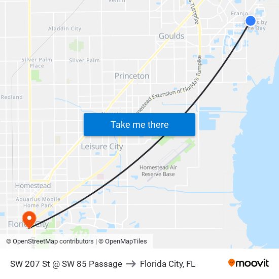 SW 207 St @ SW 85 Passage to Florida City, FL map