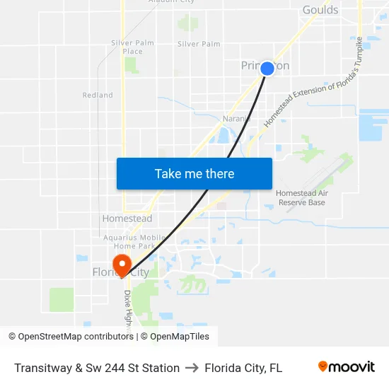 Transitway & Sw 244 St Station to Florida City, FL map