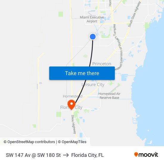 SW 147 Av @ SW 180 St to Florida City, FL map