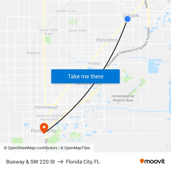 Busway & SW 220 St to Florida City, FL map