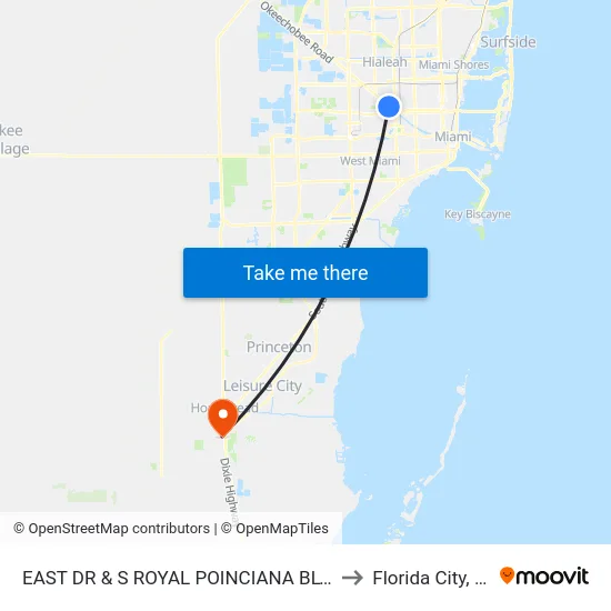 East Dr & S Royal Poinciana Blvd to Florida City, FL map