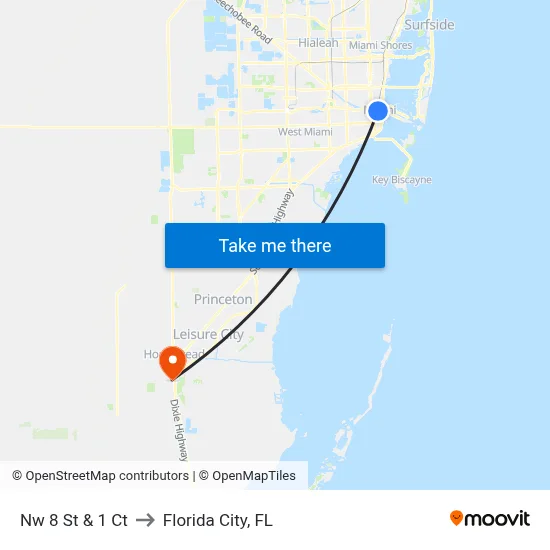 Nw 8 St & 1 Ct to Florida City, FL map