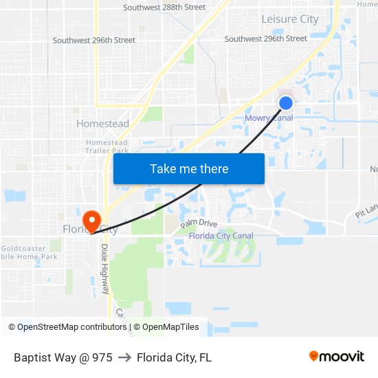 Baptist Way @ 975 to Florida City, FL map
