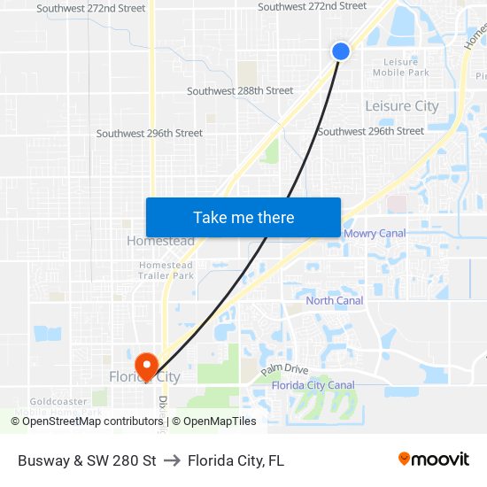Busway & SW 280 St to Florida City, FL map