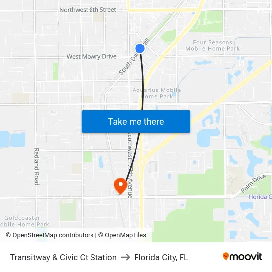 Transitway & Civic Ct Station to Florida City, FL map