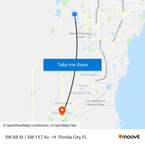 SW 88 St / SW 157 Av to Florida City, FL map