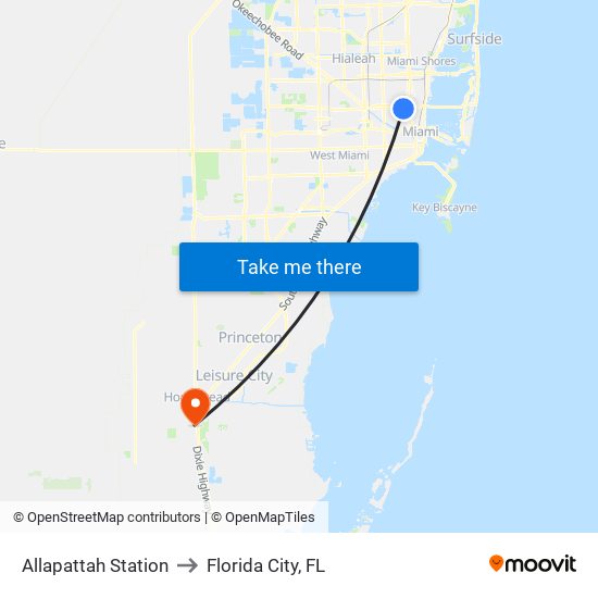 Allapattah Station to Florida City, FL map