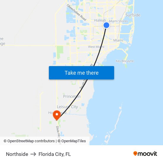 Northside to Florida City, FL map