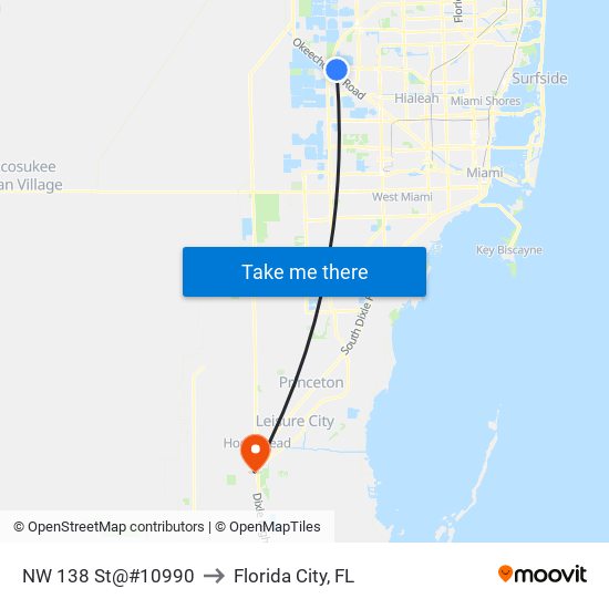 NW 138 St@#10990 to Florida City, FL map