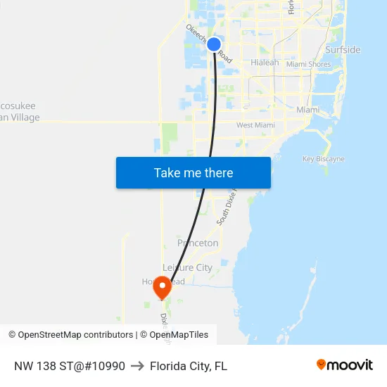Nw 138 St@#10990 to Florida City, FL map