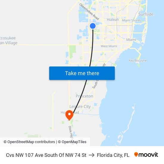 Cvs NW 107 Ave South Of NW 74 St to Florida City, FL map