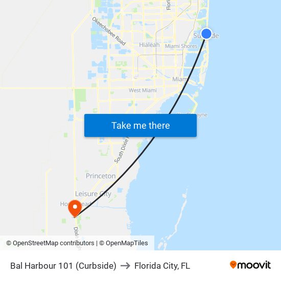 BAL HARBOUR 101 (CURBSIDE) to Florida City, FL map