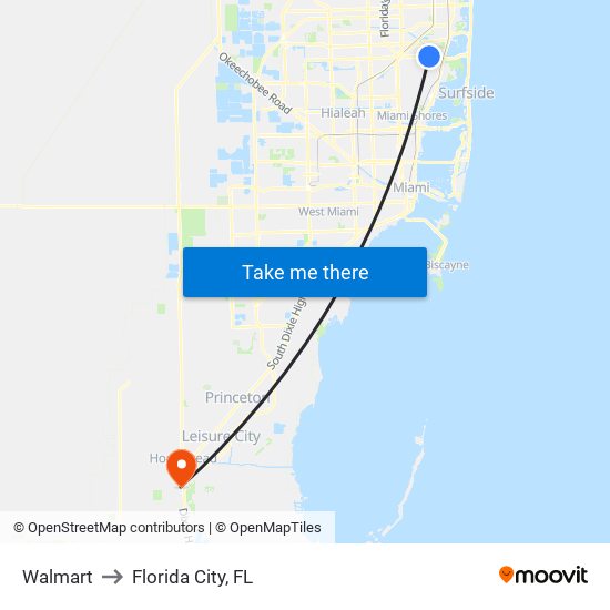 Walmart to Florida City, FL map