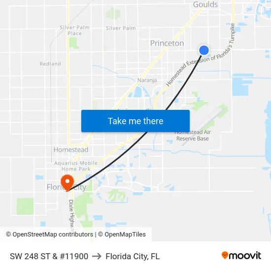 Sw 248 St & #11900 to Florida City, FL map