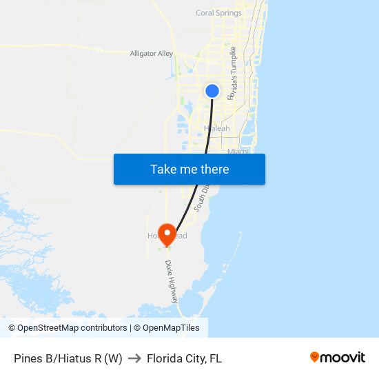 Pines B/Hiatus R (W) to Florida City, FL map