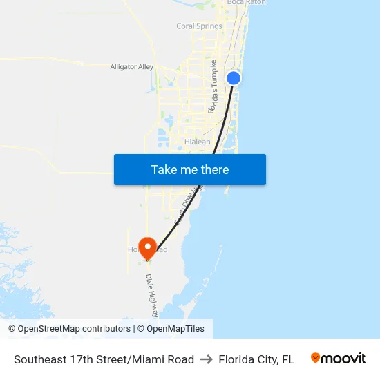 Southeast 17th Street/Miami Road to Florida City, FL map