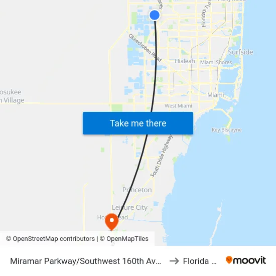 Miramar Parkway/Southwest 160th Avenue - (Dykes Road) to Florida City, FL map