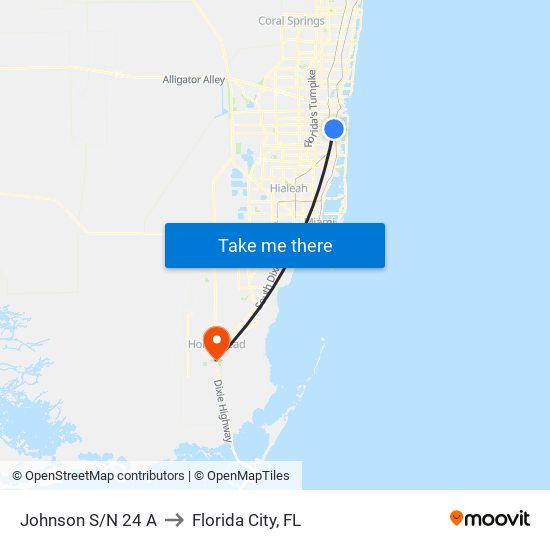 JOHNSON S/N 24 A to Florida City, FL map