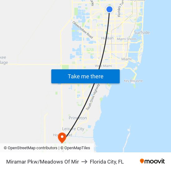 Miramar Pkw/Meadows Of Mir to Florida City, FL map