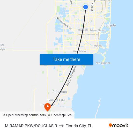 Miramar Pkw/Douglas R to Florida City, FL map