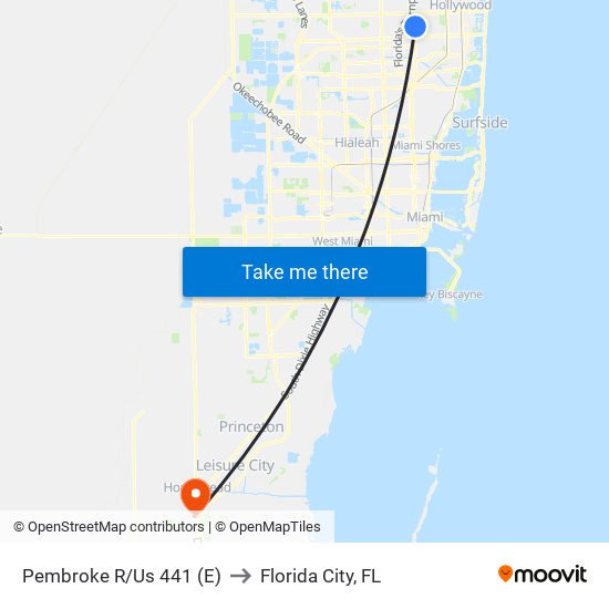 PEMBROKE R/US 441 (E) to Florida City, FL map