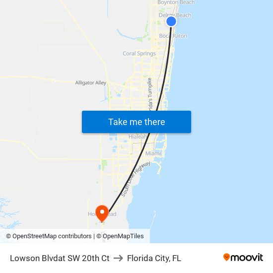 Lowson Blvdat SW 20th Ct to Florida City, FL map