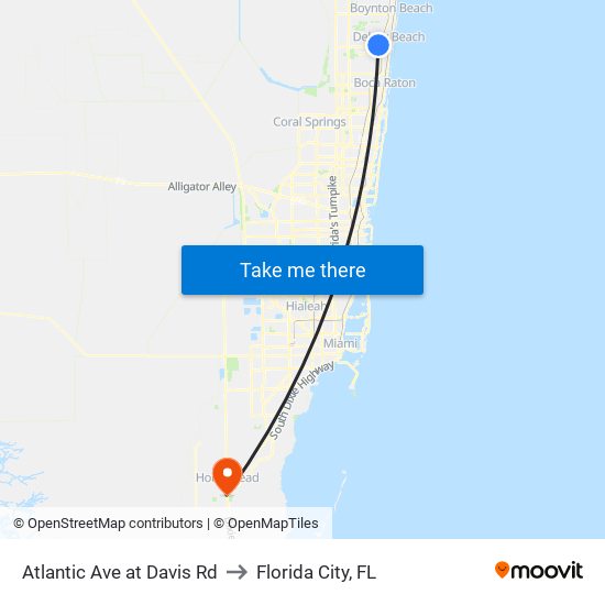 Atlantic Ave at Davis Rd to Florida City, FL map