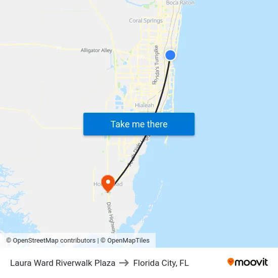 Laura Ward Riverwalk Plaza to Florida City, FL map